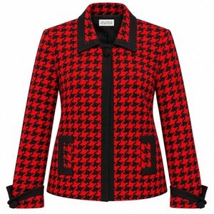 Vtg Victoria Morgan Dark Academia Houndstooth Blazer Womens 12 Mob Wife Preppy